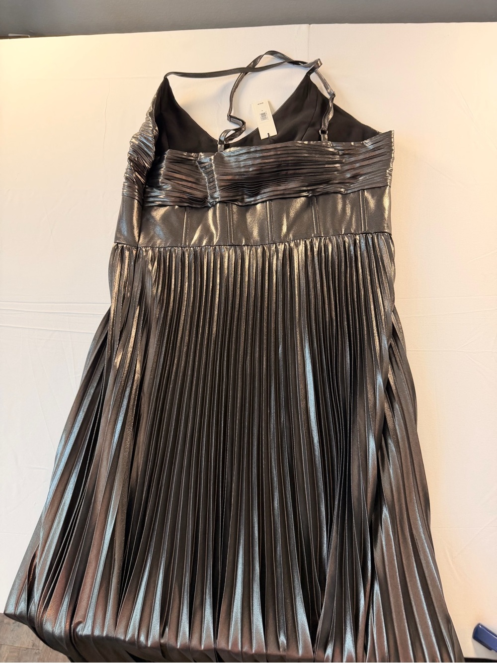 Banana Republic Odetta Metallic Pleated Maxi Dress - Gunmetal NWT - Picture 11 of 14